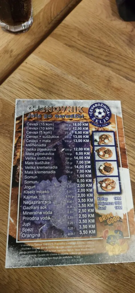 Cevabdzinica Zeljo Menüsü